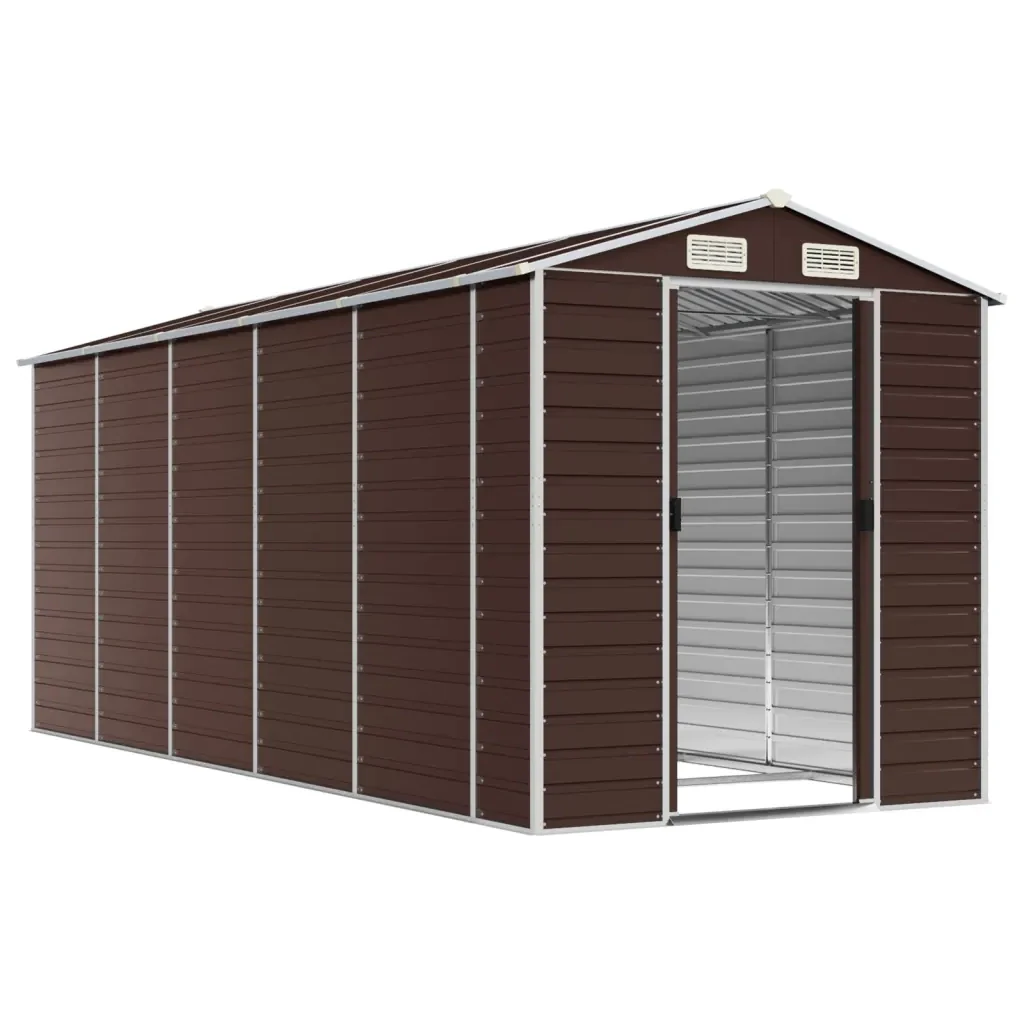 Casetta da giardino marrone 191x470x198 cm in acciaio zincato 3188268 - Image 3