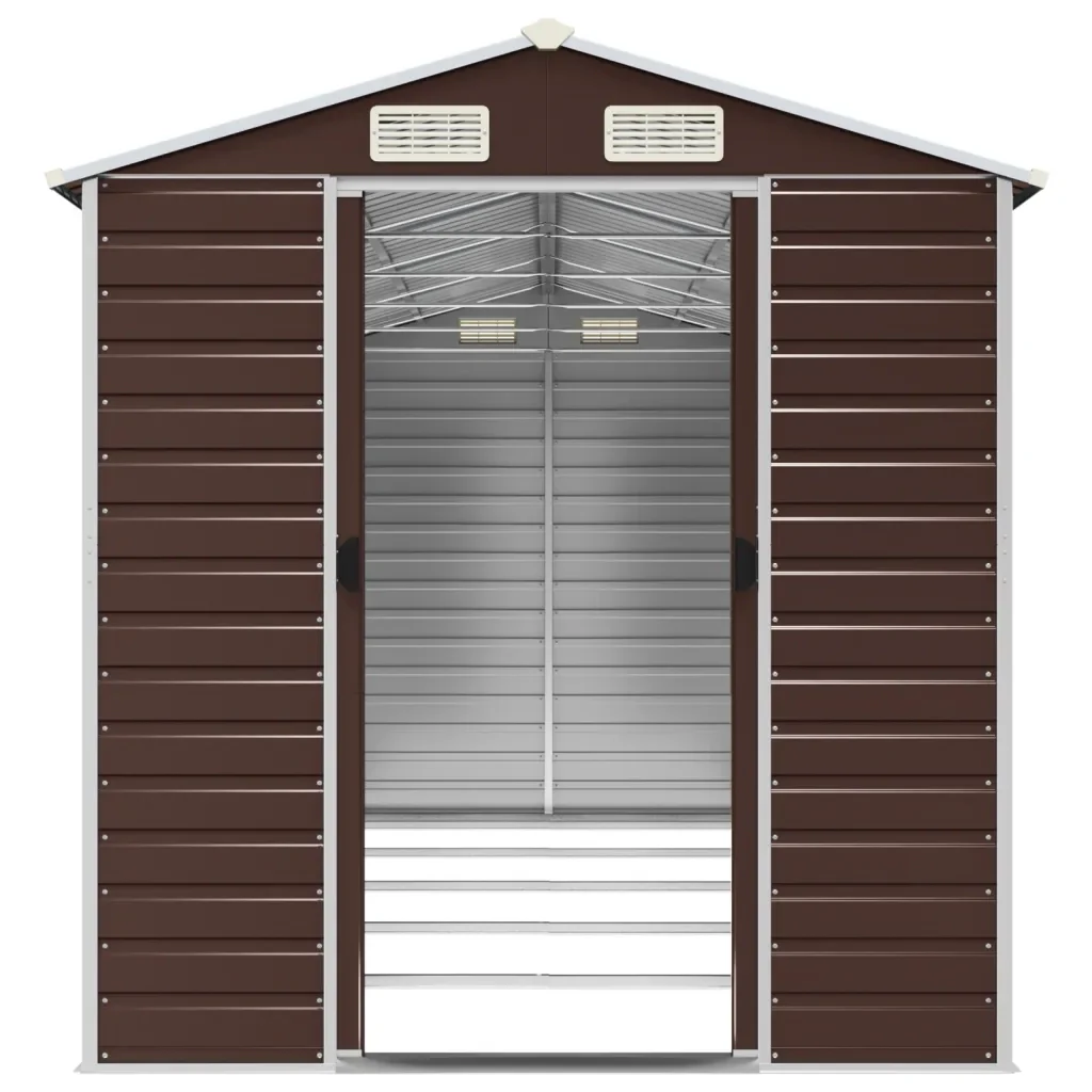 Casetta da giardino marrone 191x470x198 cm in acciaio zincato 3188268 - Image 5