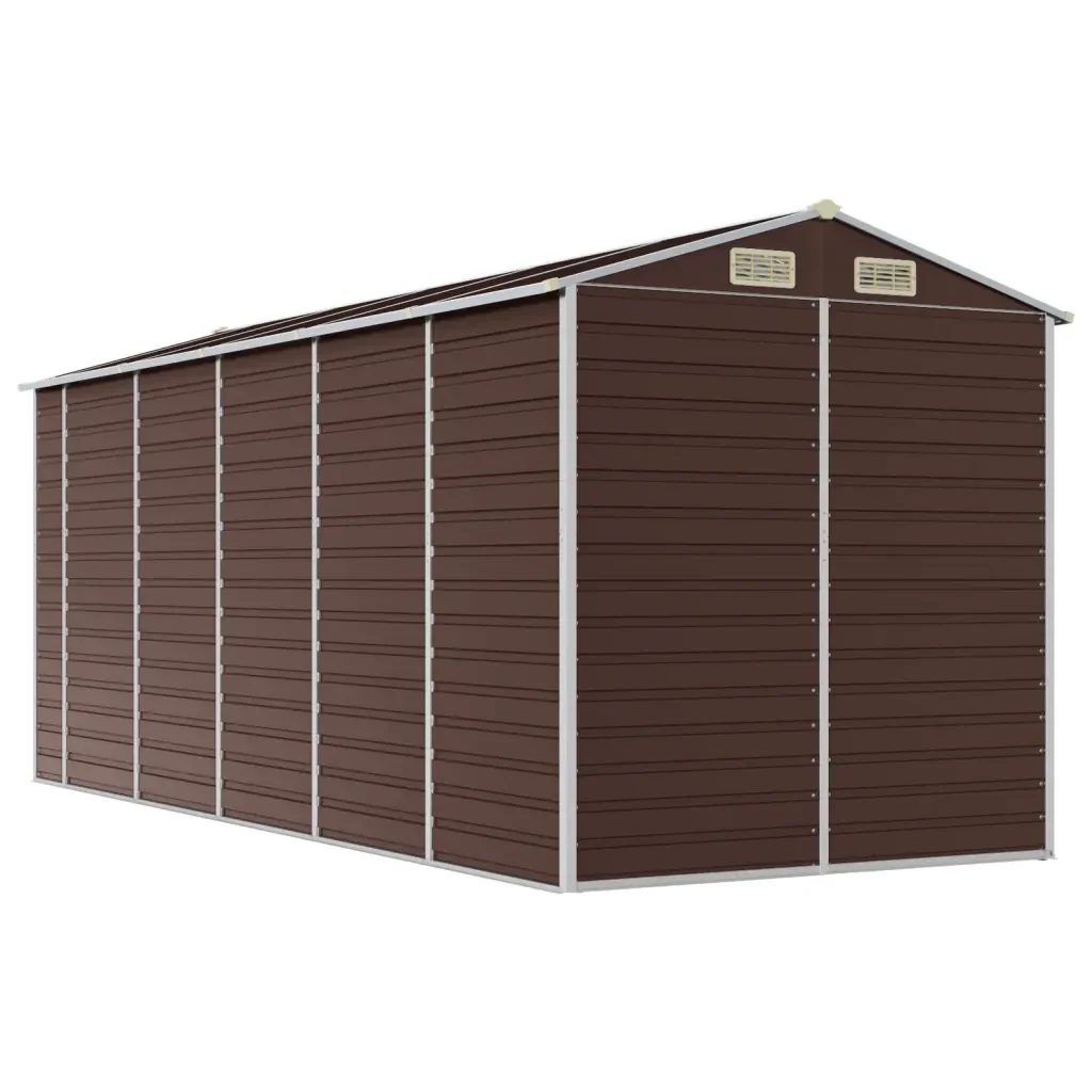 Casetta da giardino marrone 191x470x198 cm in acciaio zincato 3188268 - Image 7