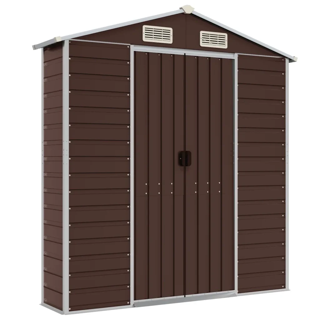 Casetta da giardino marrone 191x470x198 cm in acciaio zincato 3188268 - Image 8