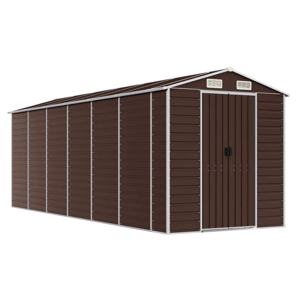 Casetta da giardino marrone 191x555x198 cm in acciaio zincato 3188269 - Image 2