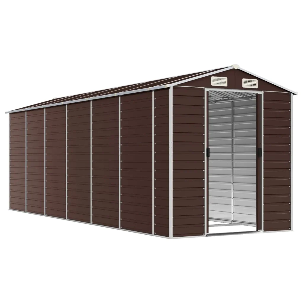 Casetta da giardino marrone 191x555x198 cm in acciaio zincato 3188269 - Image 3