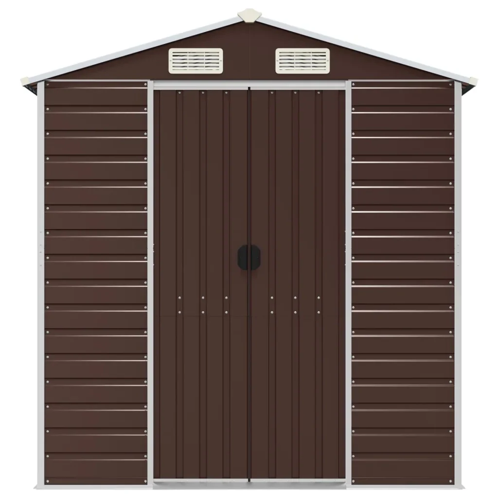 Casetta da giardino marrone 191x555x198 cm in acciaio zincato 3188269 - Image 4