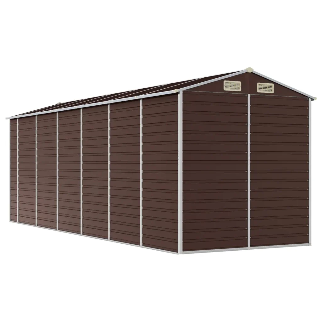Casetta da giardino marrone 191x555x198 cm in acciaio zincato 3188269 - Image 7
