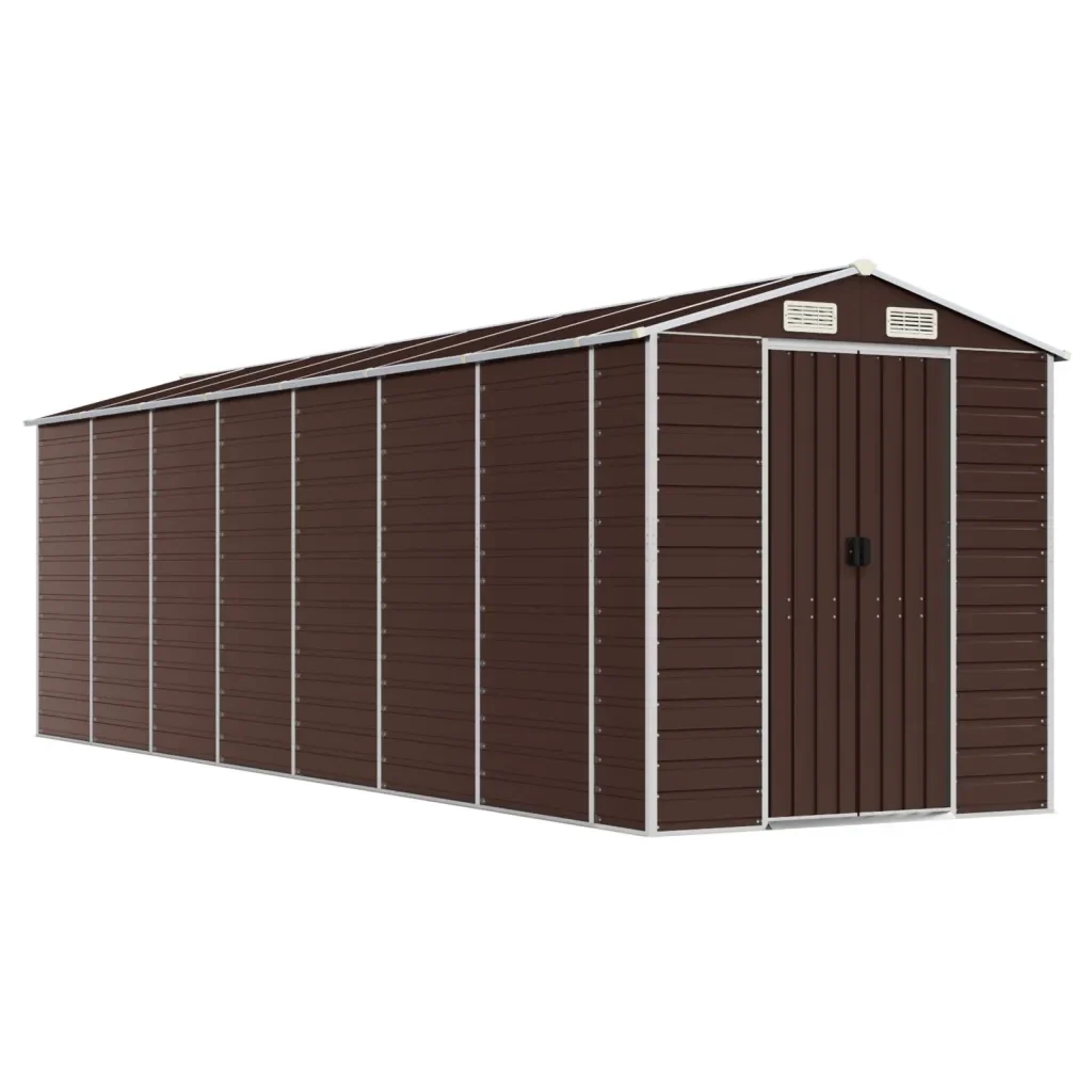 Casetta da giardino marrone 191x640x198 cm in acciaio zincato 3188270 - Image 2