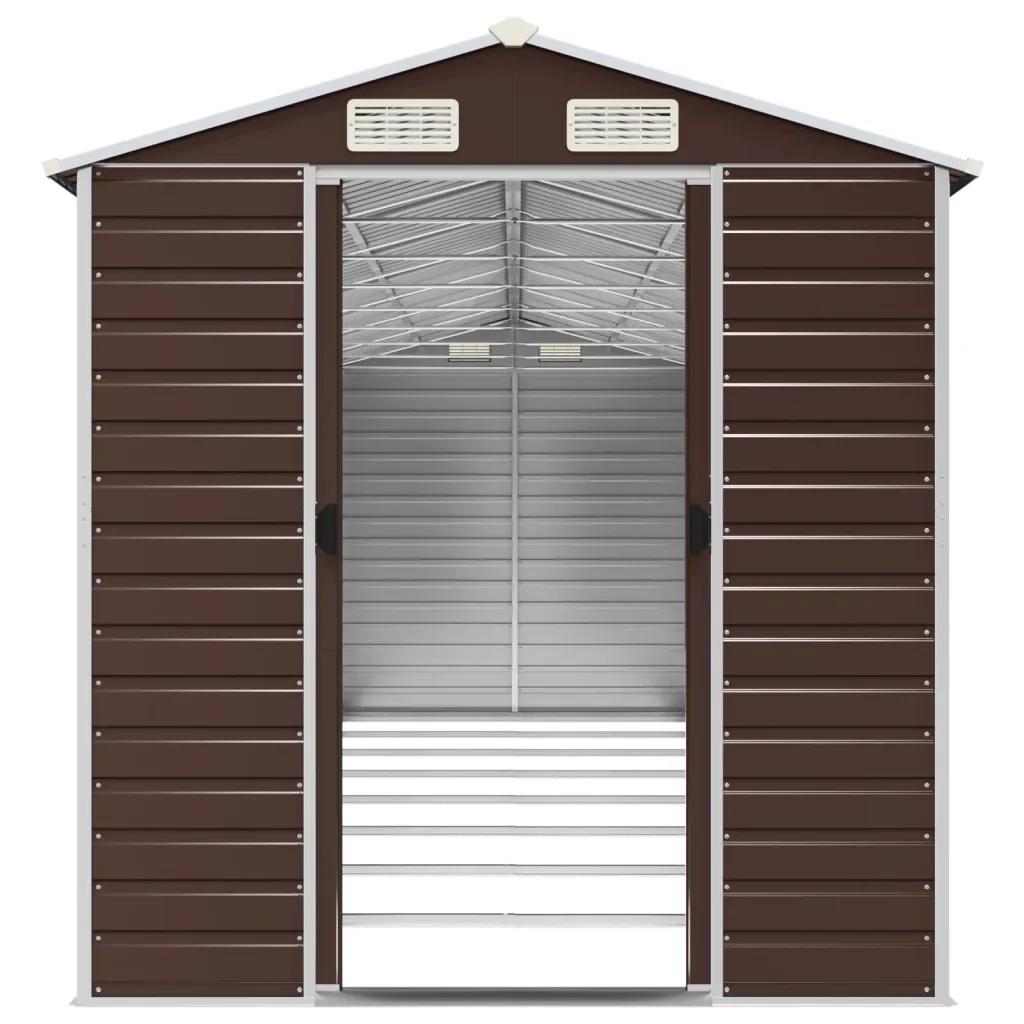 Capanno da Giardino Marrone 191x725x198 cm in Acciaio Zincato 3188271 - Image 5