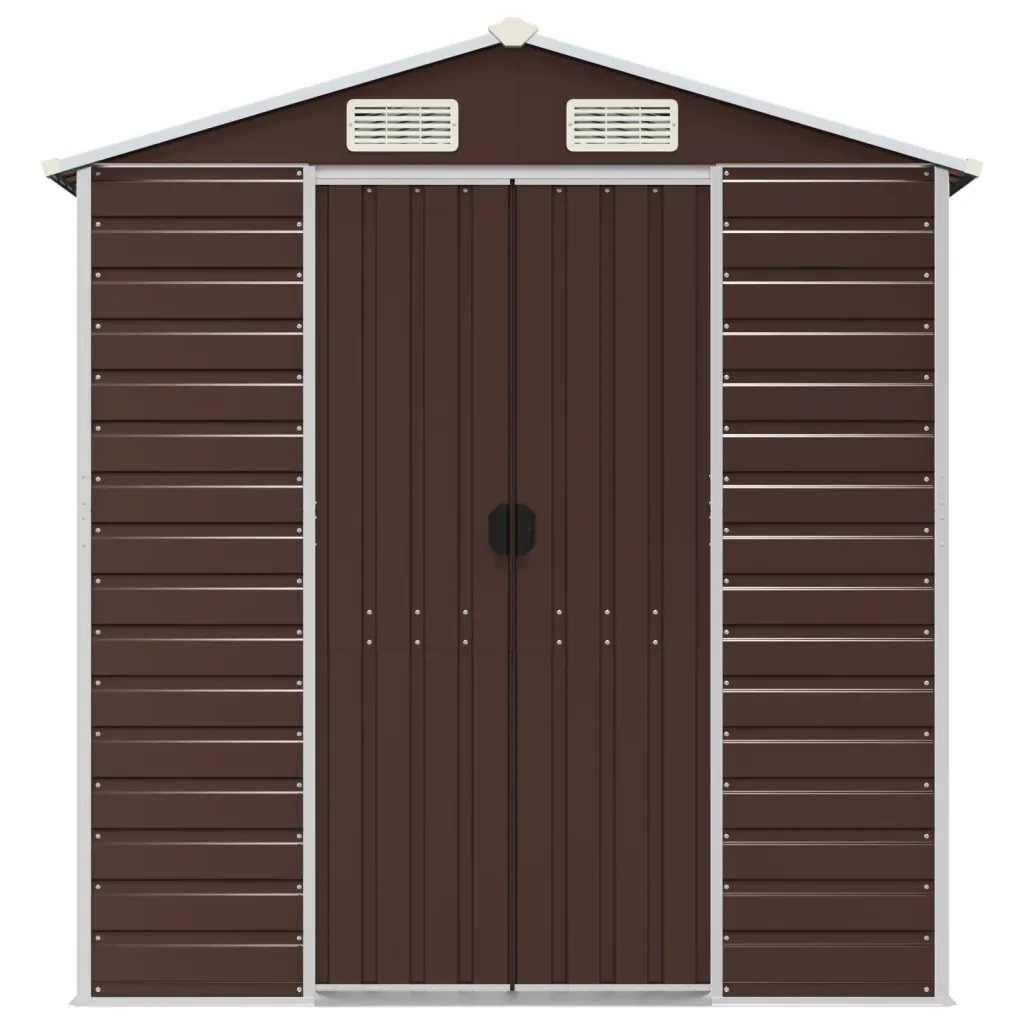 Capanno da Giardino Marrone 191x810x198 cm in Acciaio Zincato 3188272 - Image 4