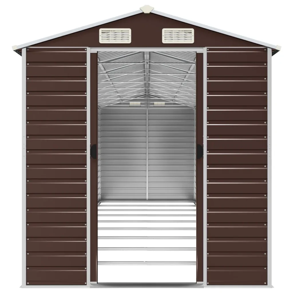 Capanno da Giardino Marrone 191x810x198 cm in Acciaio Zincato 3188272 - Image 5