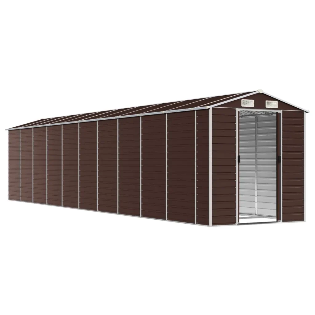 Capanno da Giardino Marrone 191x895x198 cm in Acciaio Zincato 3188273 - Image 3