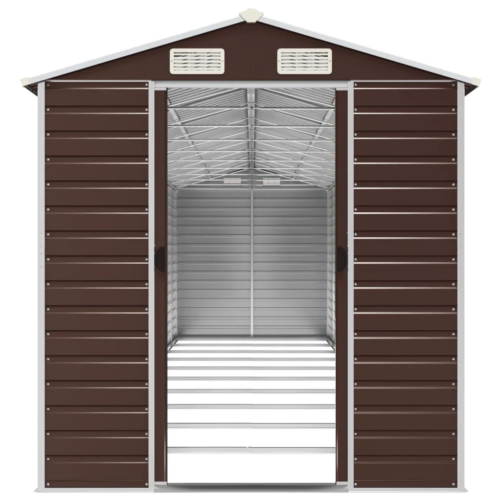 Capanno da Giardino Marrone 191x895x198 cm in Acciaio Zincato 3188273 - Image 5