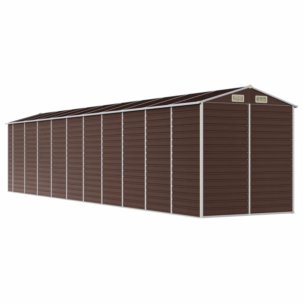 Capanno da Giardino Marrone 191x895x198 cm in Acciaio Zincato 3188273 - Image 7