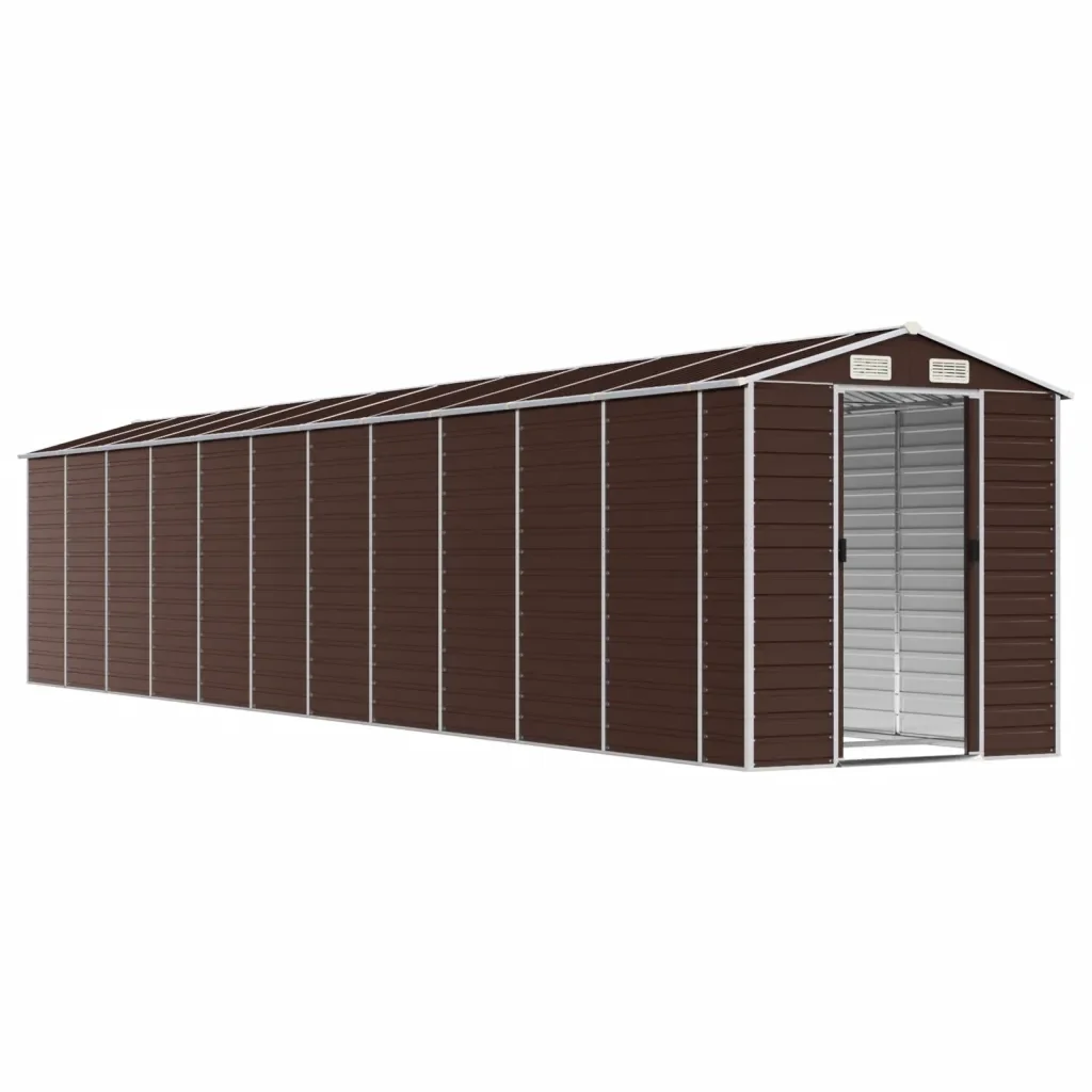 Capanno da Giardino Marrone 191x980x198 cm in Acciaio Zincato 3188274 - Image 3