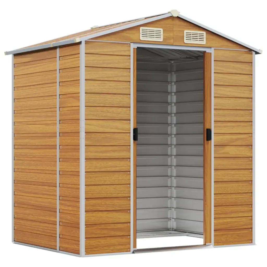 Capanno Giardino Marrone Chiaro 191x130x198cm Acciaio Zincatocod mxl 122412 - Image 3
