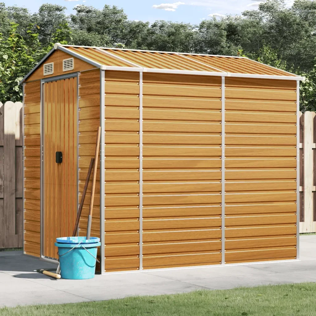 Casetta da giardino marrone chiaro 191x215x198 cm in acciaio zincato 3188276