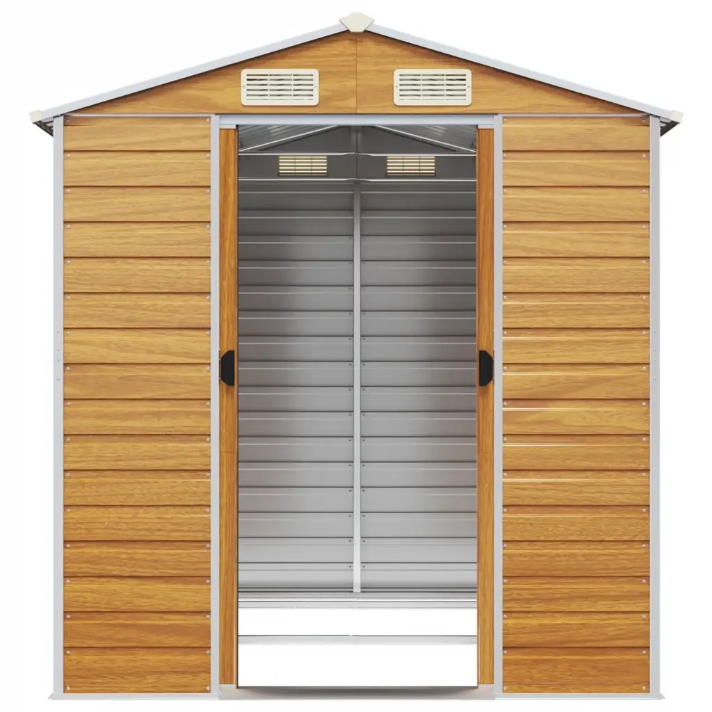 Casetta da giardino marrone chiaro 191x215x198 cm in acciaio zincato 3188276 - Image 5