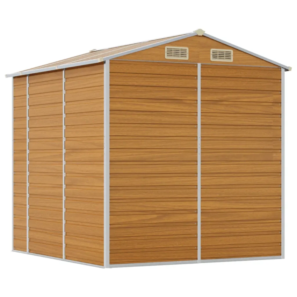 Casetta da giardino marrone chiaro 191x215x198 cm in acciaio zincato 3188276 - Image 7