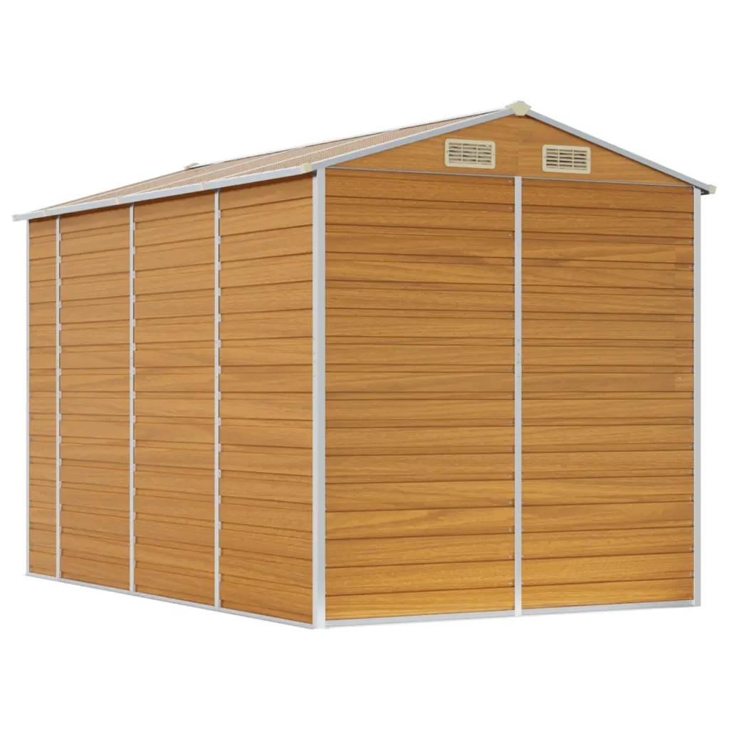 Casetta da giardino marrone chiaro 191x300x198 cm in acciaio zincato 3188277 - Image 7