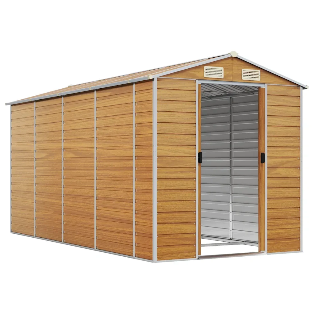 Capanno Giardino Marrone Chiaro 191x385x198cm Acciaio Zincato 3188278 - Image 3