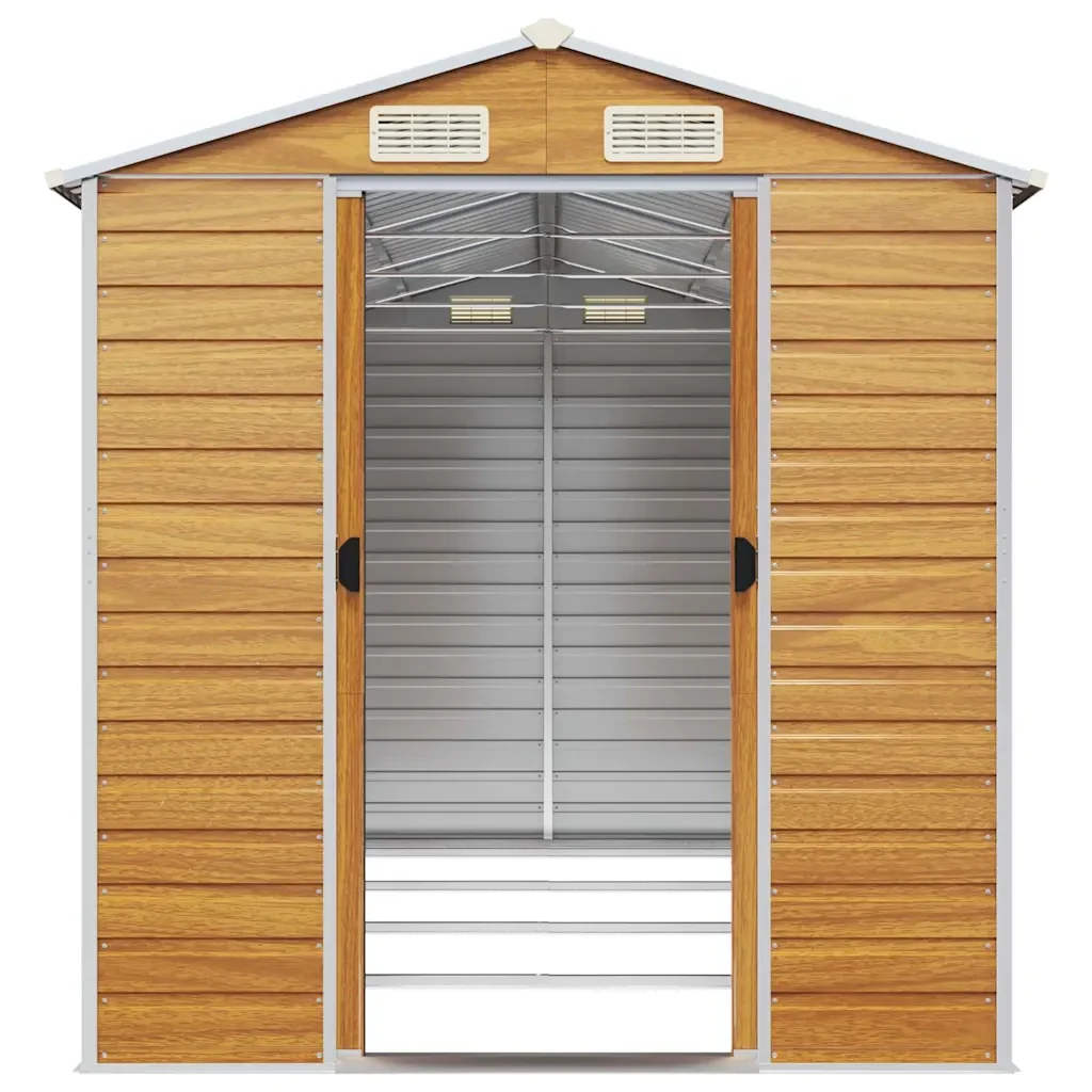 Capanno Giardino Marrone Chiaro 191x385x198cm Acciaio Zincato 3188278 - Image 5