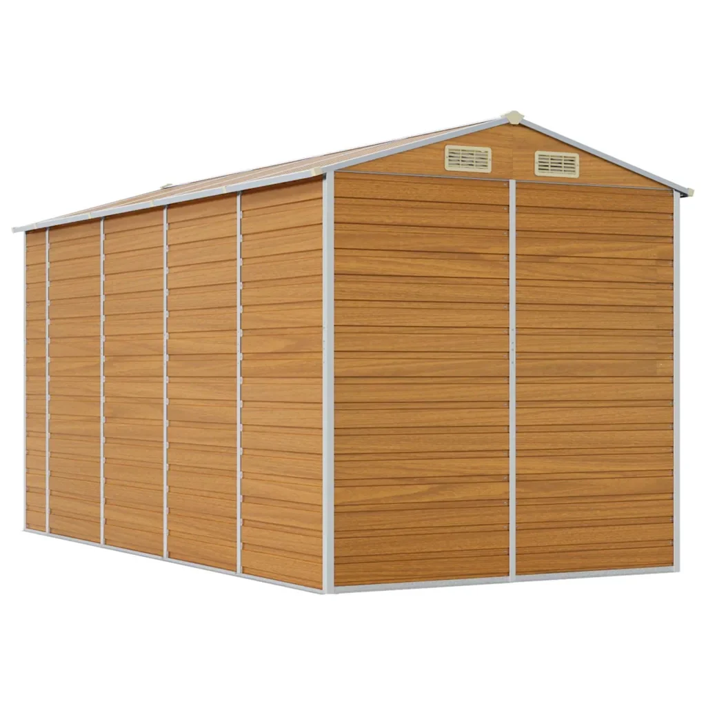 Capanno Giardino Marrone Chiaro 191x385x198cm Acciaio Zincato 3188278 - Image 7