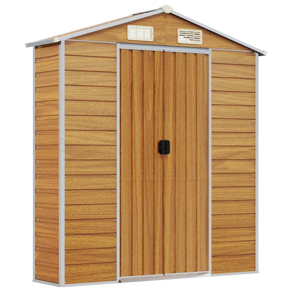 Capanno Giardino Marrone Chiaro 191x385x198cm Acciaio Zincato 3188278 - Image 8