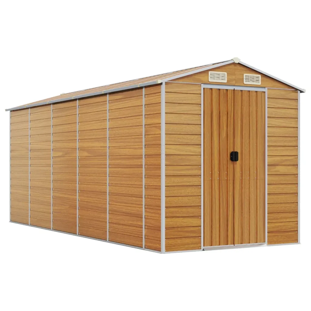 Capanno Giardino Marrone Chiaro 191x470x198cm Acciaio Zincato 3188279 - Image 2