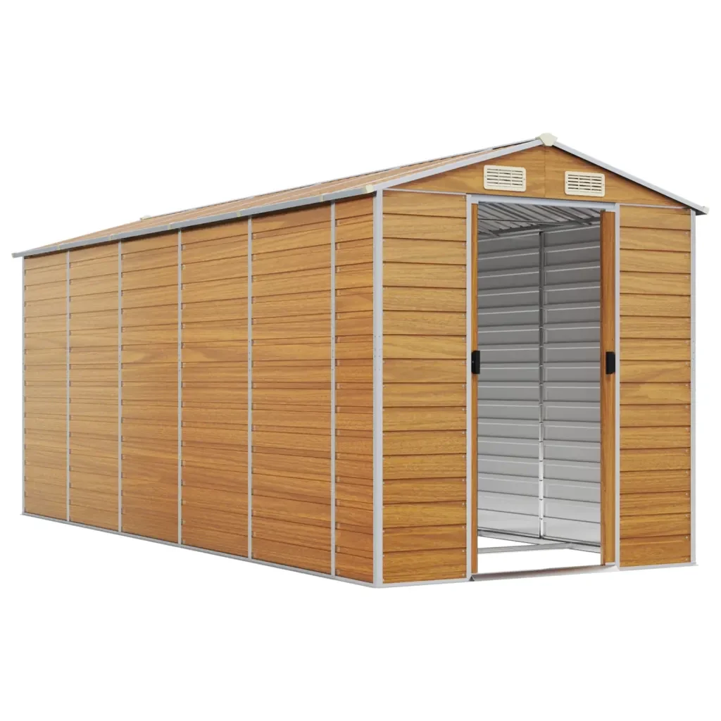 Capanno Giardino Marrone Chiaro 191x470x198cm Acciaio Zincato 3188279 - Image 3
