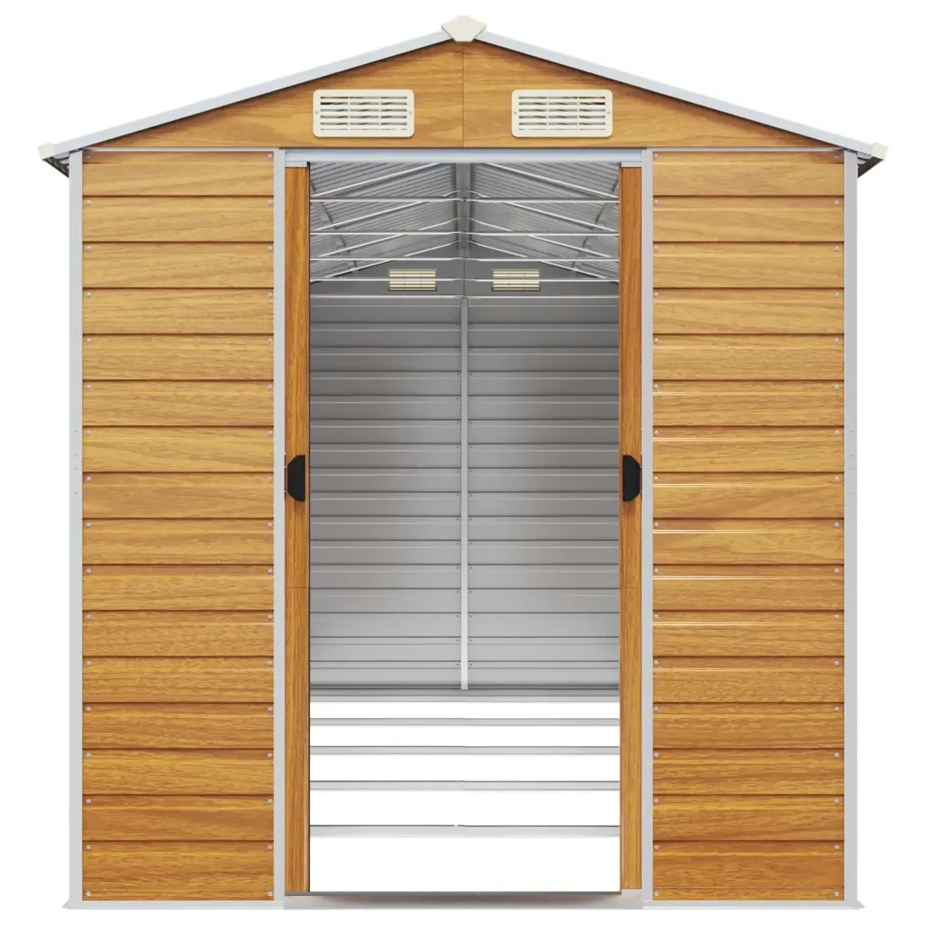 Capanno Giardino Marrone Chiaro 191x470x198cm Acciaio Zincato 3188279 - Image 5