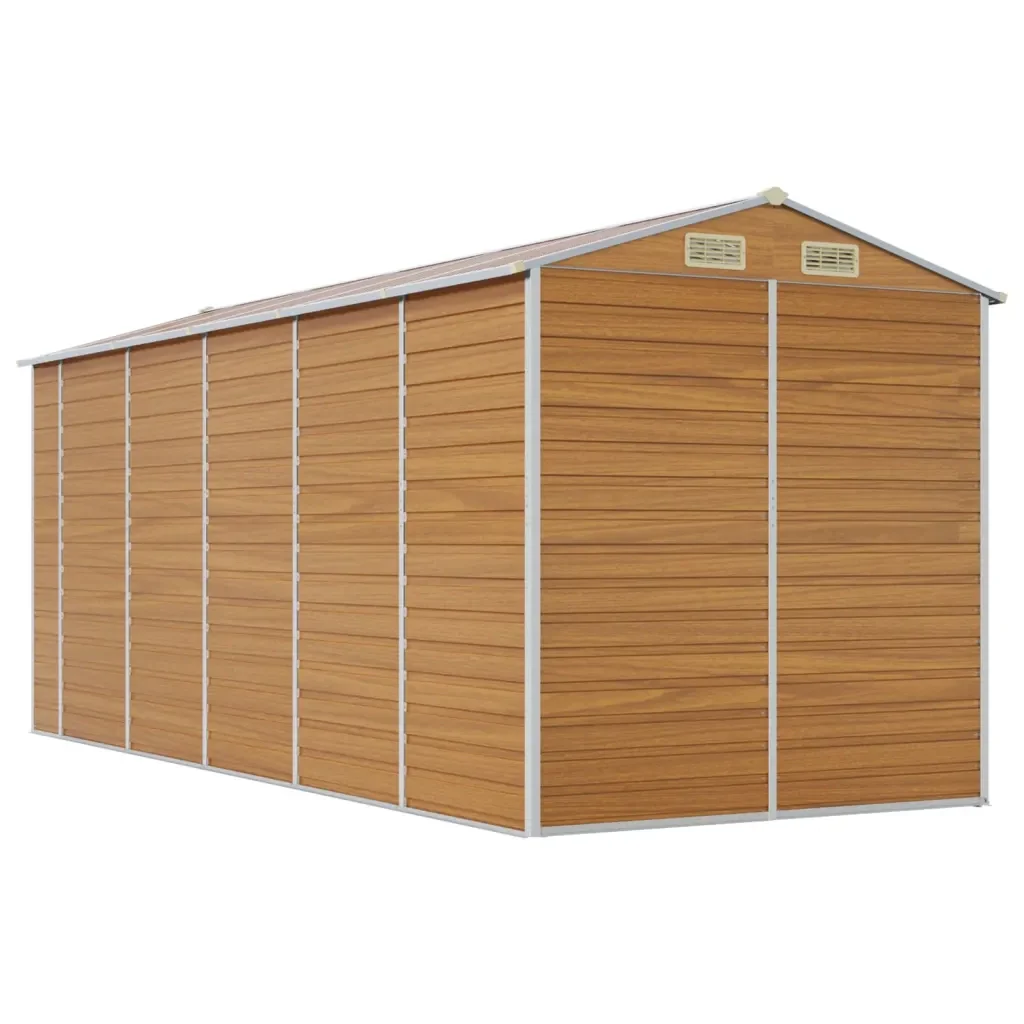 Capanno Giardino Marrone Chiaro 191x470x198cm Acciaio Zincato 3188279 - Image 7