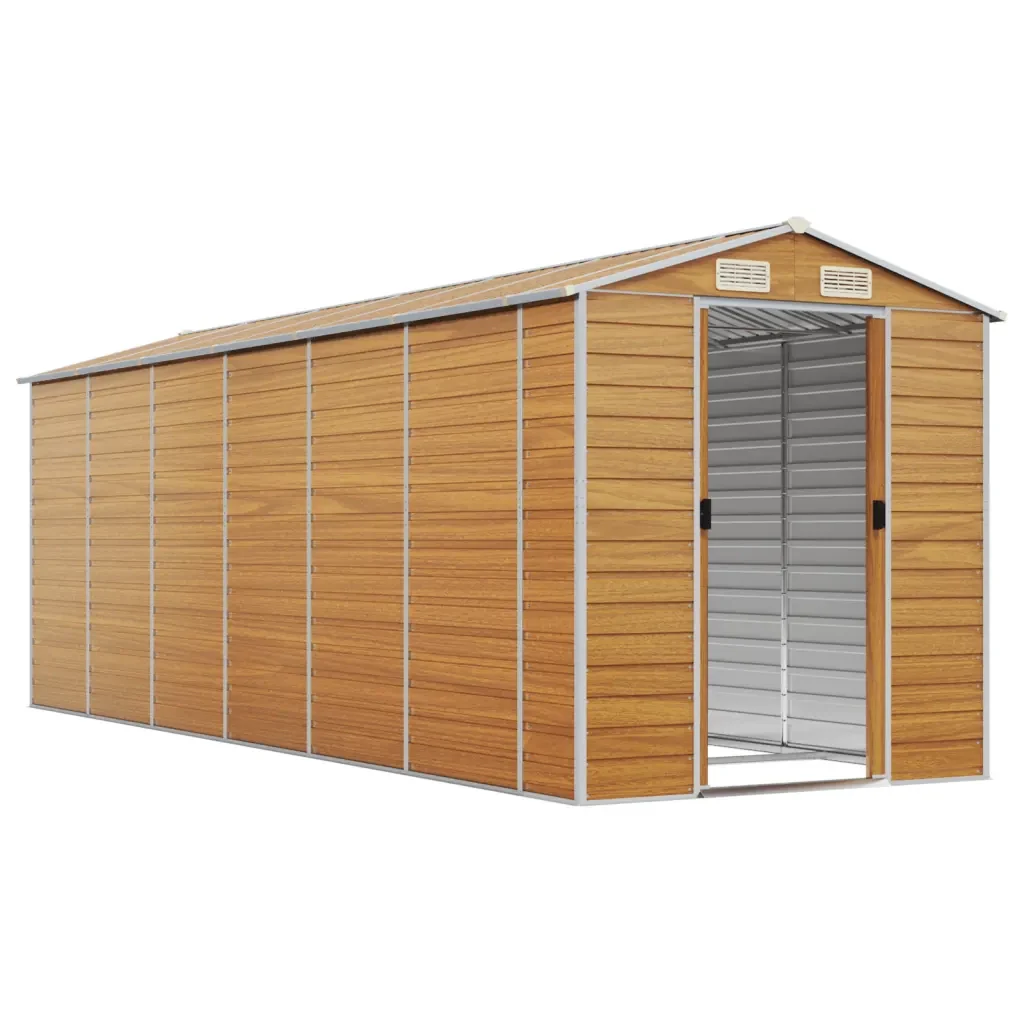 Capanno Giardino Marrone Chiaro 191x555x198cm Acciaio Zincato 3188280 - Image 3