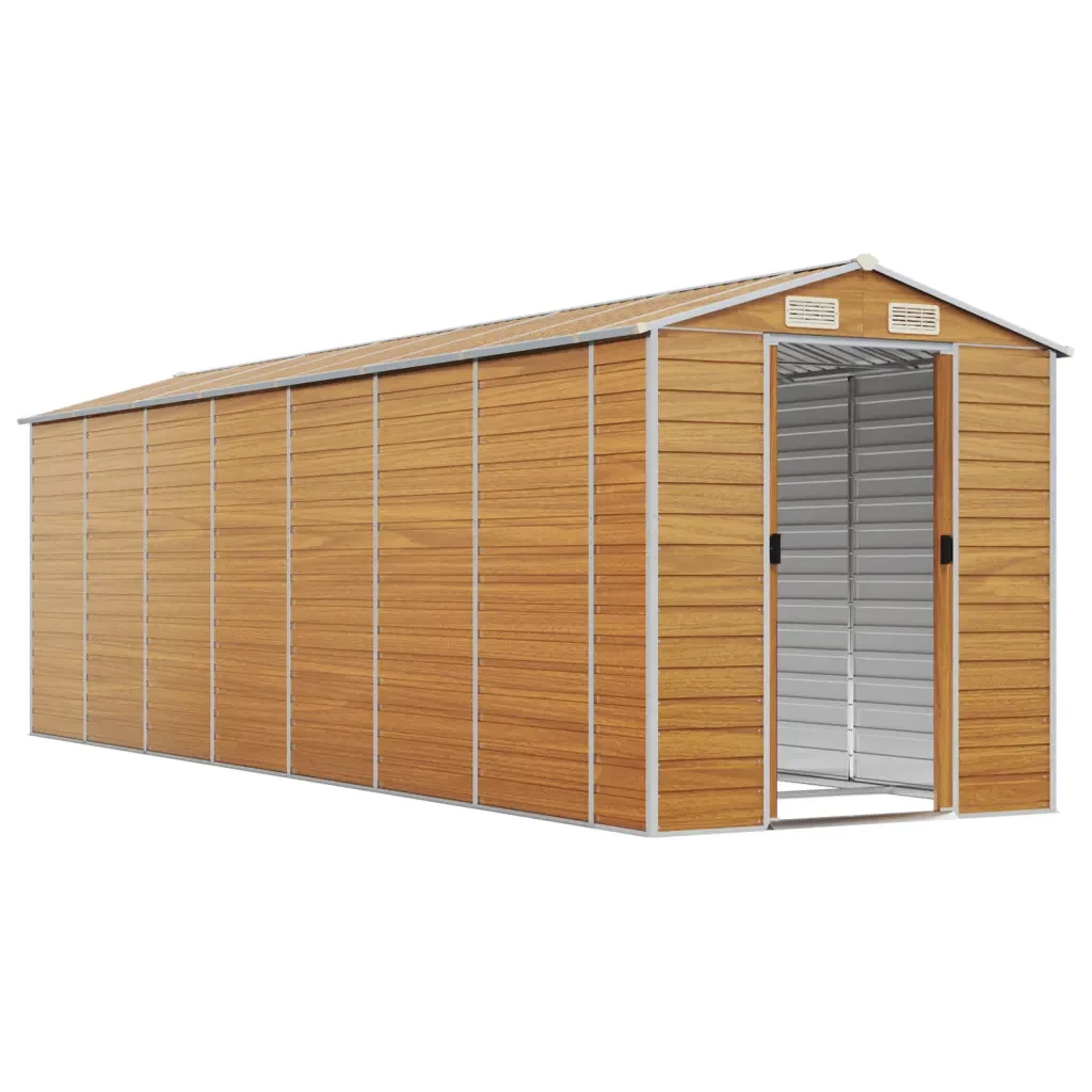 Capanno Giardino Marrone Chiaro 191x640x198cm Acciaio Zincato 3188281 - Image 3