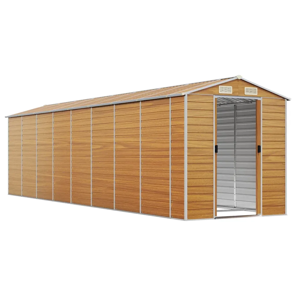 Capanno Giardino Marrone Chiaro 191x725x198cm Acciaio Zincato 3188282 - Image 3