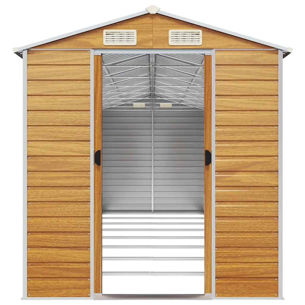 Capanno Giardino Marrone Chiaro 191x725x198cm Acciaio Zincato 3188282 - Image 5