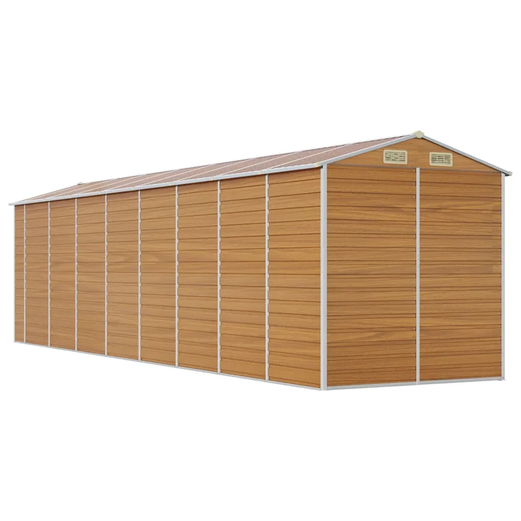 Capanno Giardino Marrone Chiaro 191x725x198cm Acciaio Zincato 3188282 - Image 7