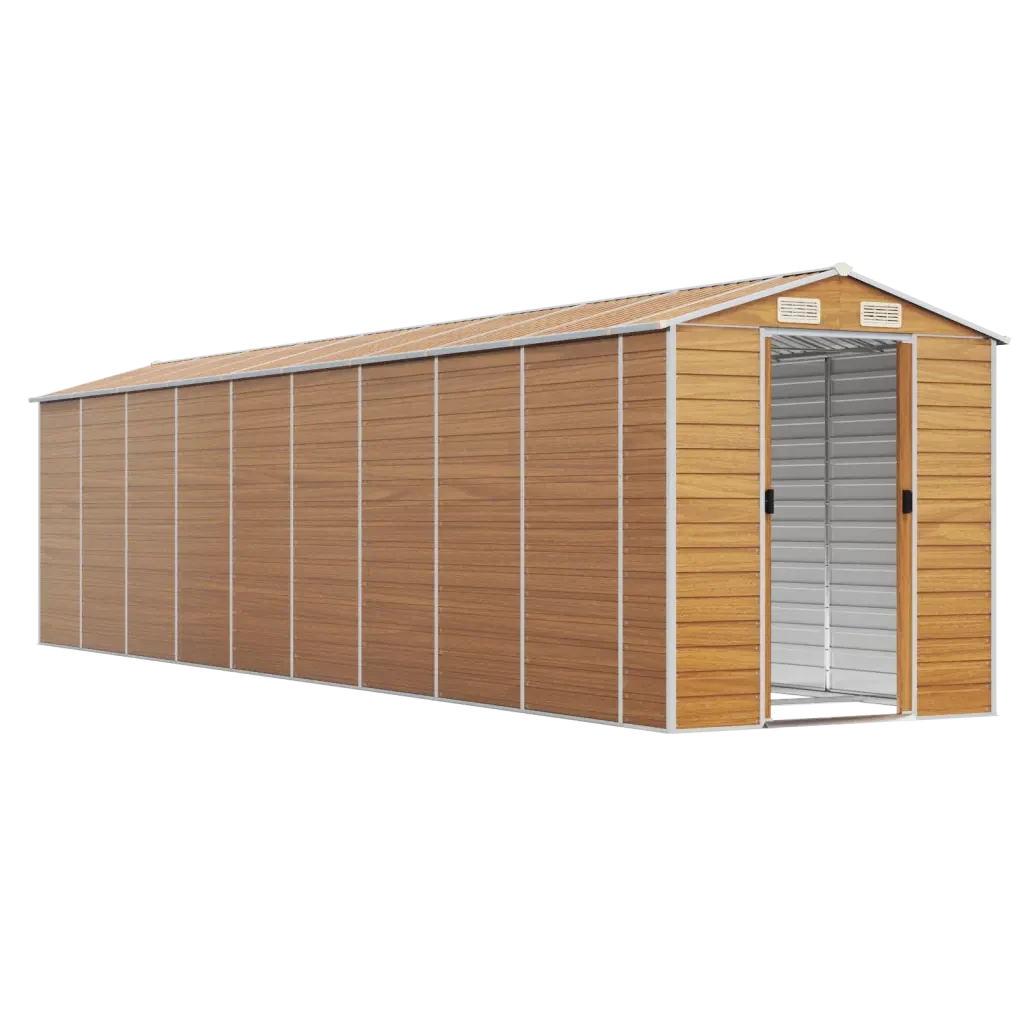 Capanno Giardino Marrone Chiaro 191x810x198cm Acciaio Zincato 3188283 - Image 3