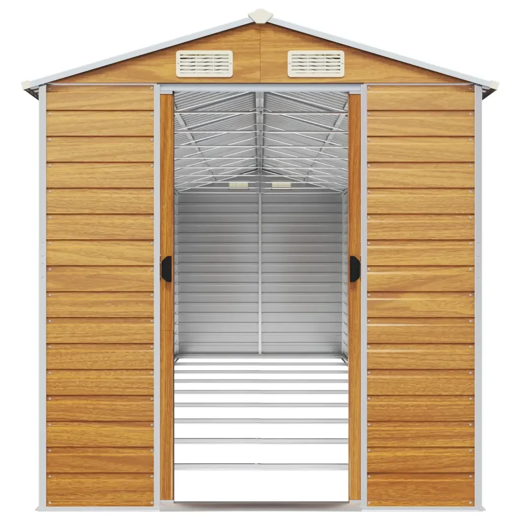 Capanno Giardino Marrone Chiaro 191x810x198cm Acciaio Zincato 3188283 - Image 5