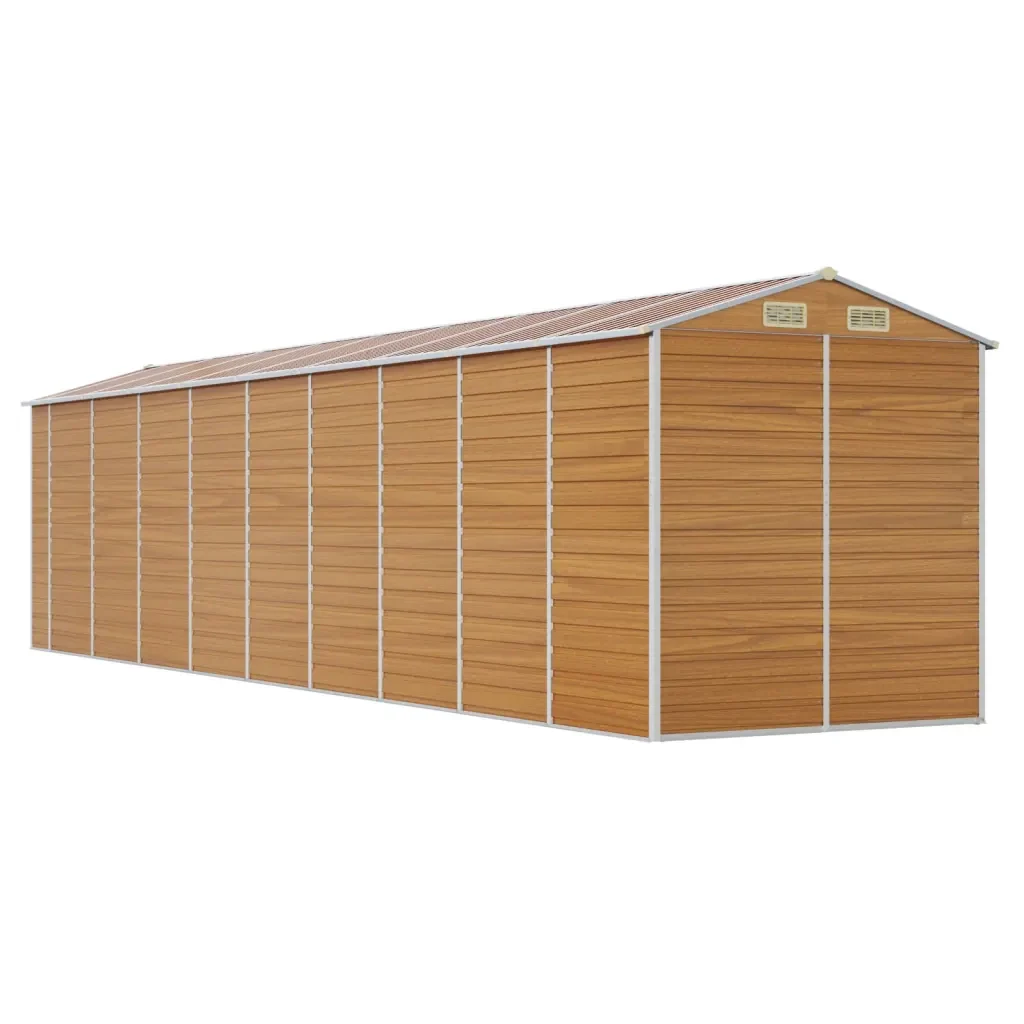 Capanno Giardino Marrone Chiaro 191x810x198cm Acciaio Zincato 3188283 - Image 7