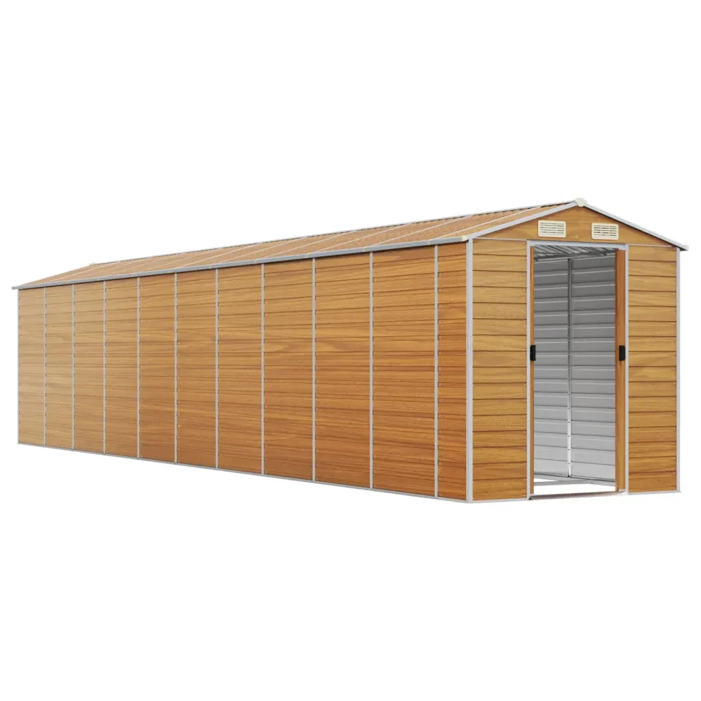 Capanno Giardino Marrone Chiaro 191x895x198cm Acciaio Zincato 3188284 - Image 3