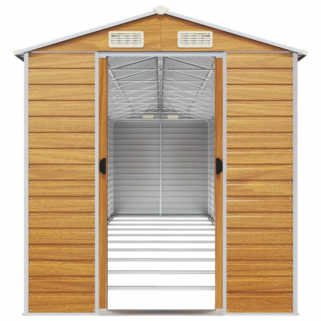 Capanno Giardino Marrone Chiaro 191x895x198cm Acciaio Zincato 3188284 - Image 4