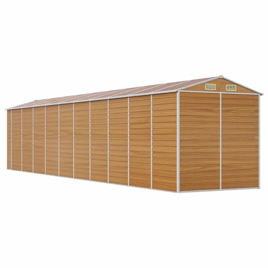 Capanno Giardino Marrone Chiaro 191x895x198cm Acciaio Zincato 3188284 - Image 7