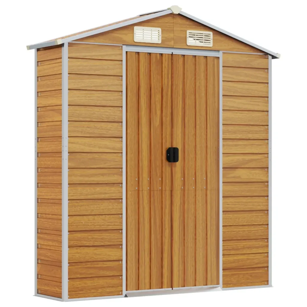 Capanno Giardino Marrone Chiaro 191x895x198cm Acciaio Zincato 3188284 - Image 8