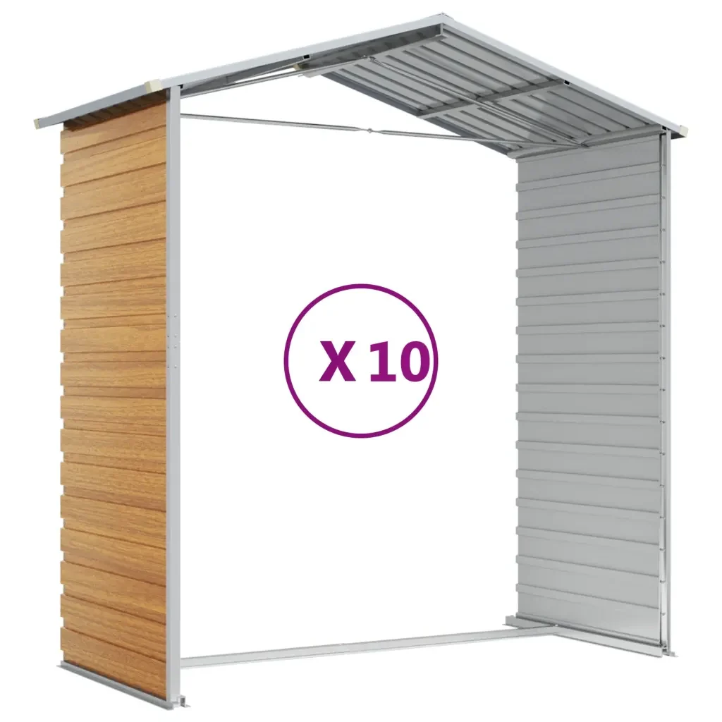 Capanno Giardino Marrone Chiaro 191x895x198cm Acciaio Zincato 3188284 - Image 9
