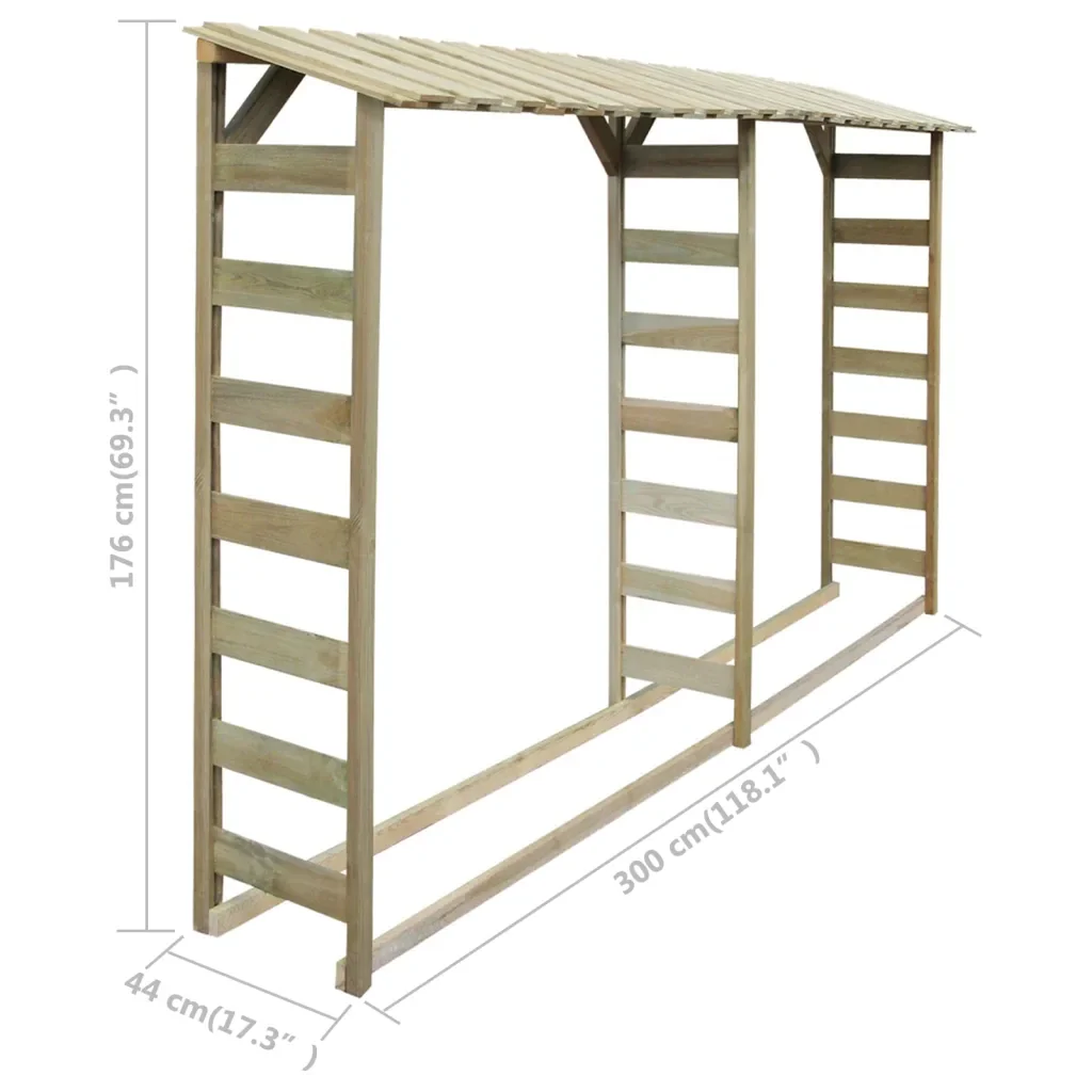 Capannone per Legname 300x44x176cm Legno Pino Impregnato - Image 4