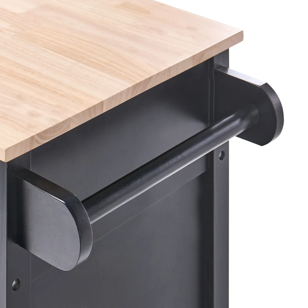 Carrello da cucina in MDF bianco con ripiano in legno chiaro Scaffali per armadietto con rotelle Cassettiera scandinava - Image 7