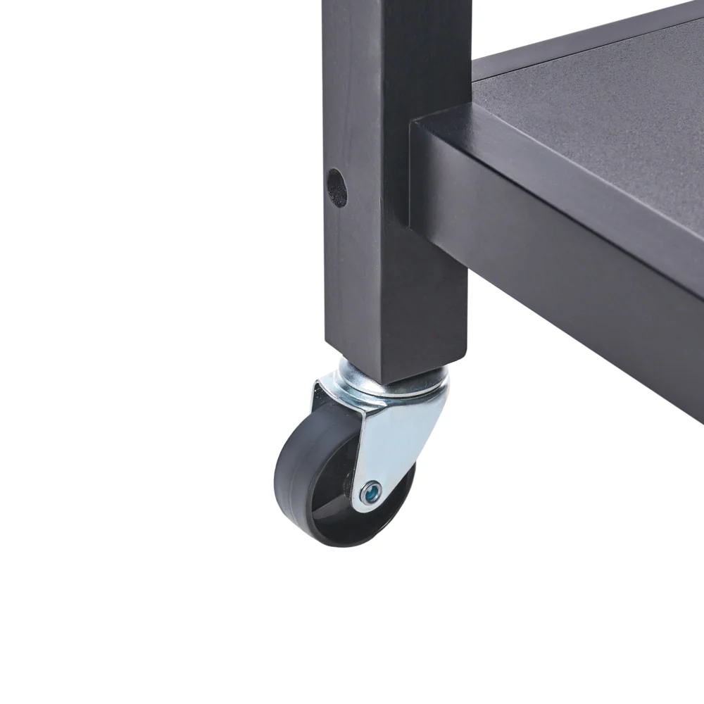 Carrello da cucina in MDF bianco con ripiano in legno chiaro Scaffali per armadietto con rotelle Cassettiera scandinava - Image 9