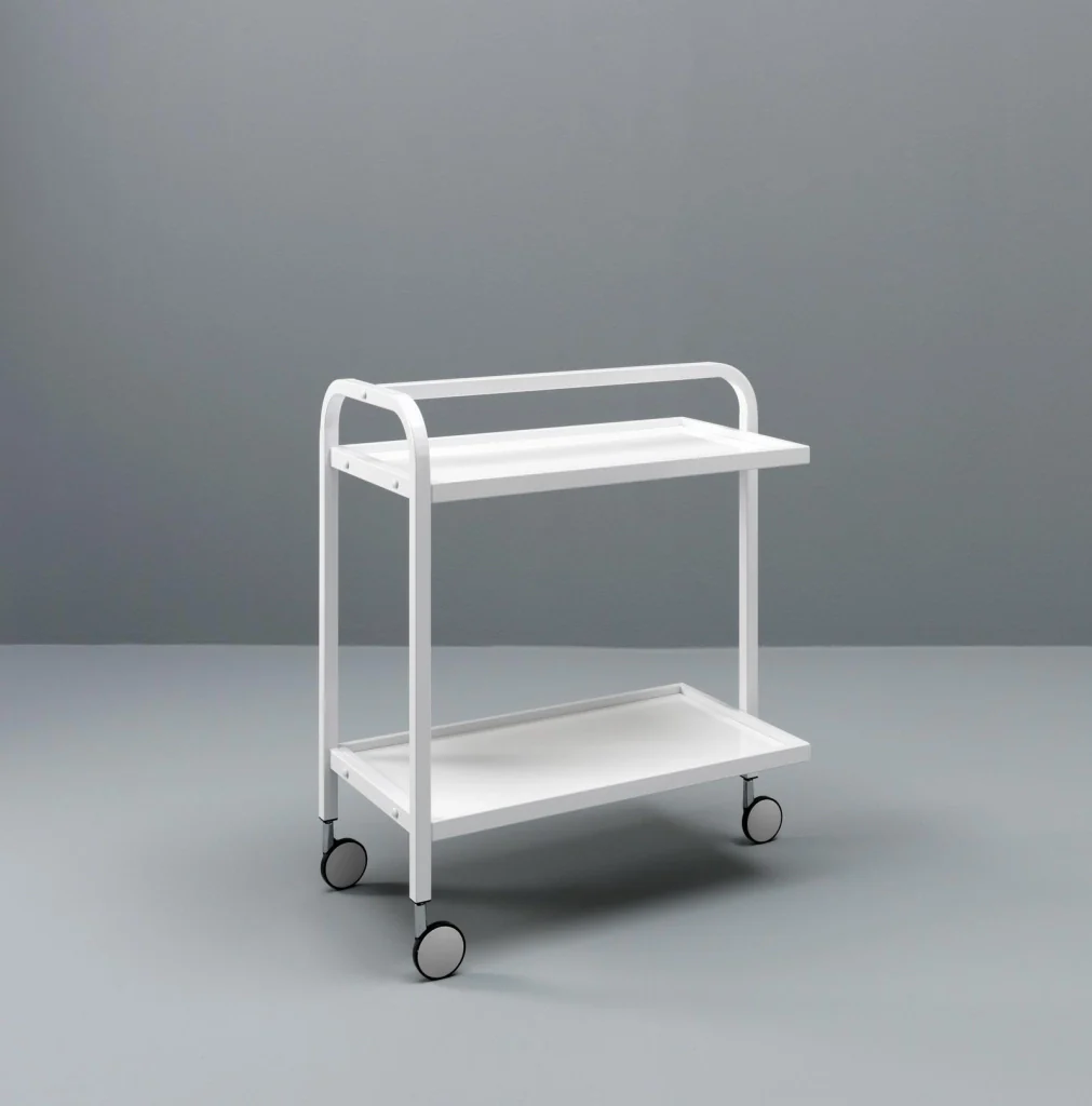 Carrello Portabevande 40x75xH80 cm in Metallo e MDF Razzo Bianco - Image 2