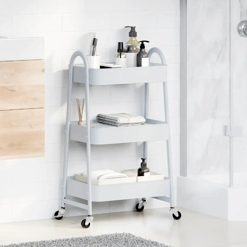 Carrello Portaoggetti a 3 Ripiani Bianco 42x41,5x77 cm Acciaio 4012382 - Image 3