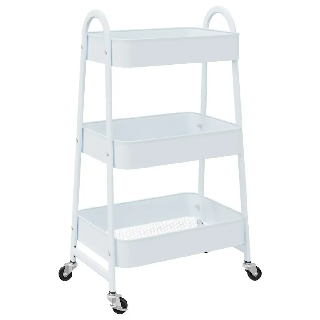 Carrello Portaoggetti a 3 Ripiani Bianco 42x41,5x77 cm Acciaio 4012382 - Image 6