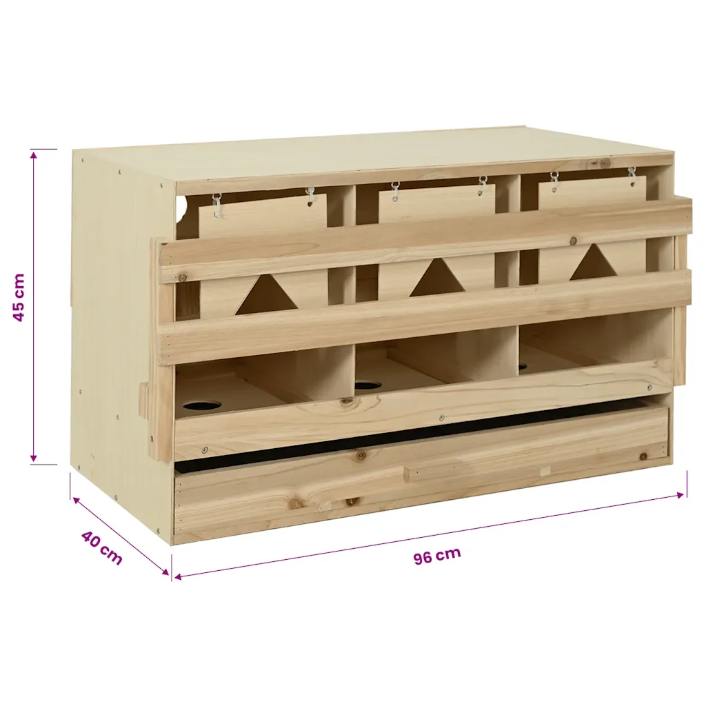 Casetta Cova per Galline 3 Scomparti 96x40x45 cm Legno di Pino 170656 - Image 9