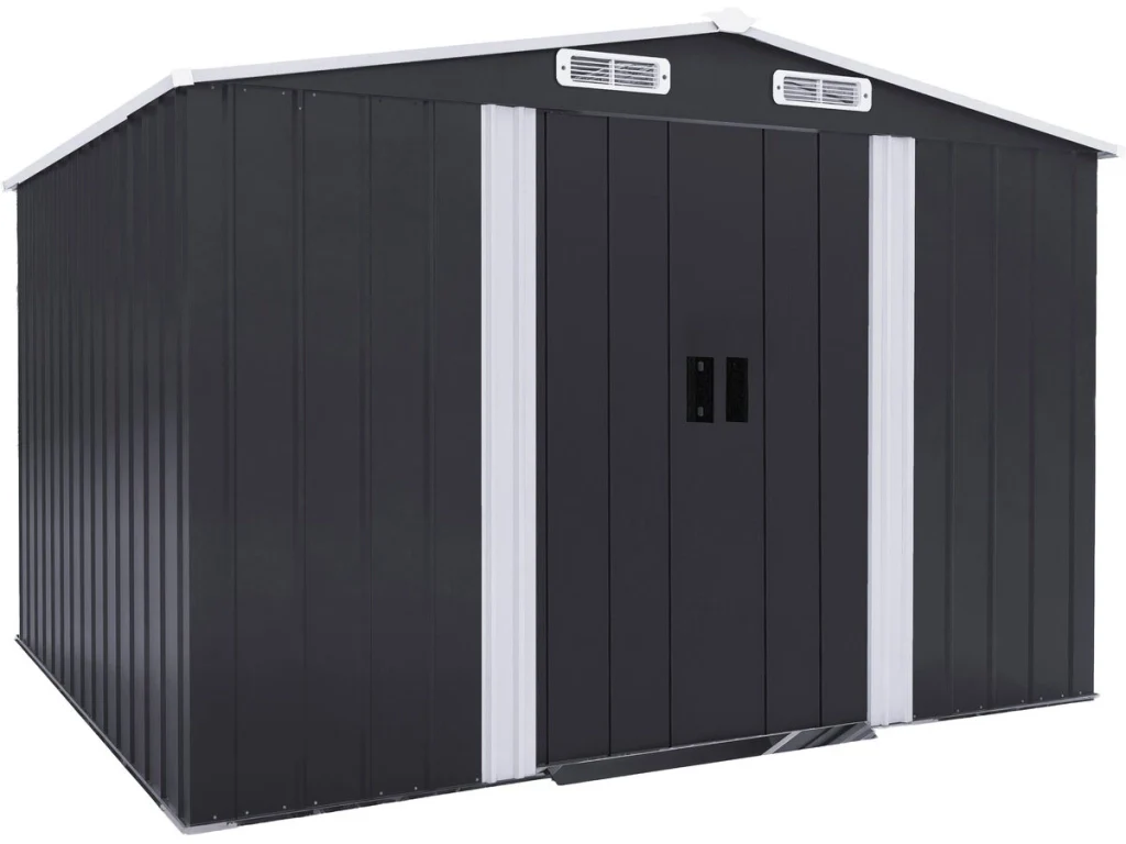 Casetta da giardino in metallo "Boston" con porta scorrevole - 6,54 m² - Grigio